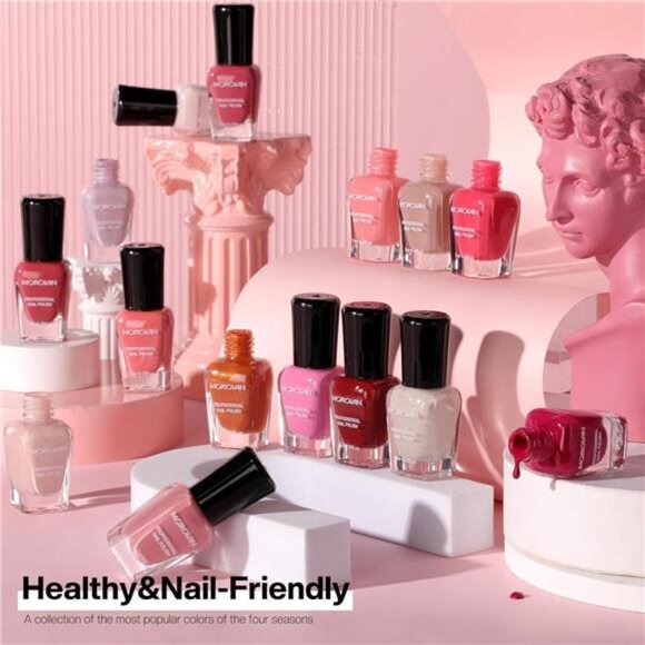 Fingernail Nail Polish Set - 15 Color Pink Quick Dry Air-Dry Nail Polish Pack - Picture 2 of 8